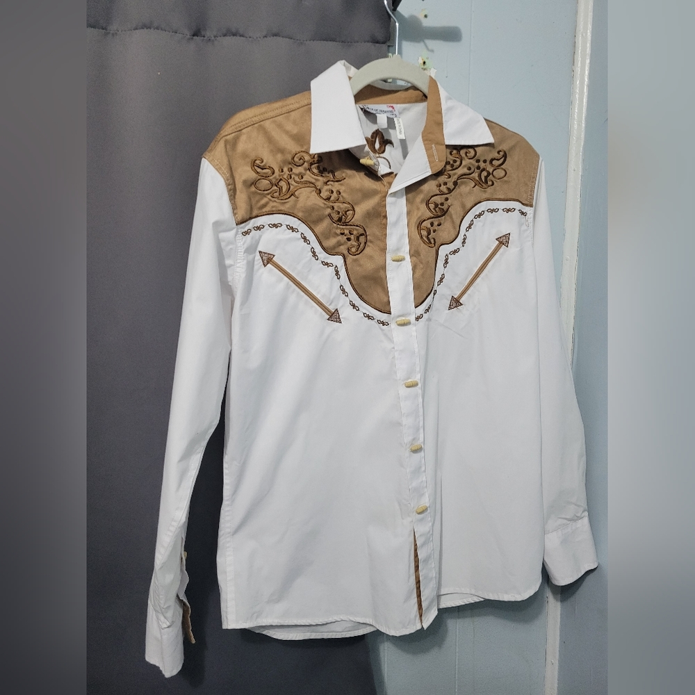 White brown button up shirt